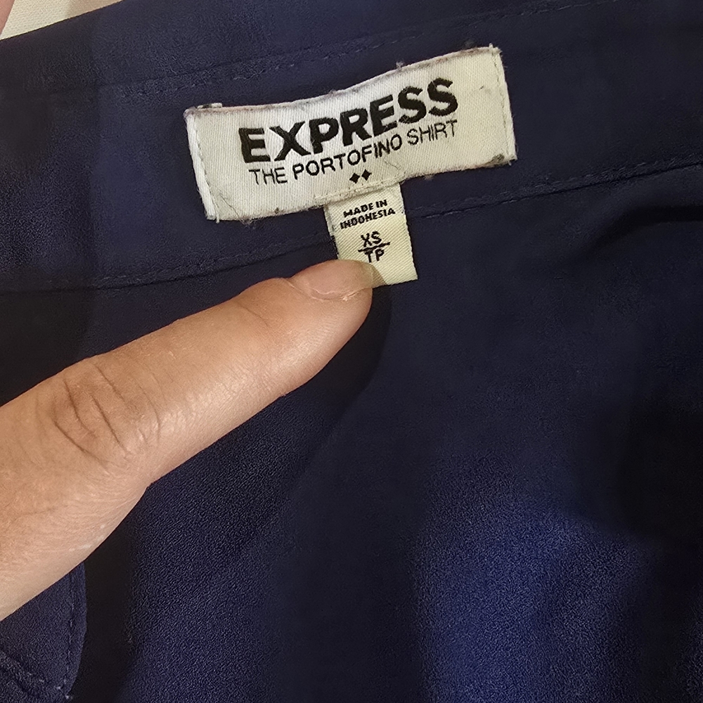 Navy Button-Up Blouse - Picture 3 of 5